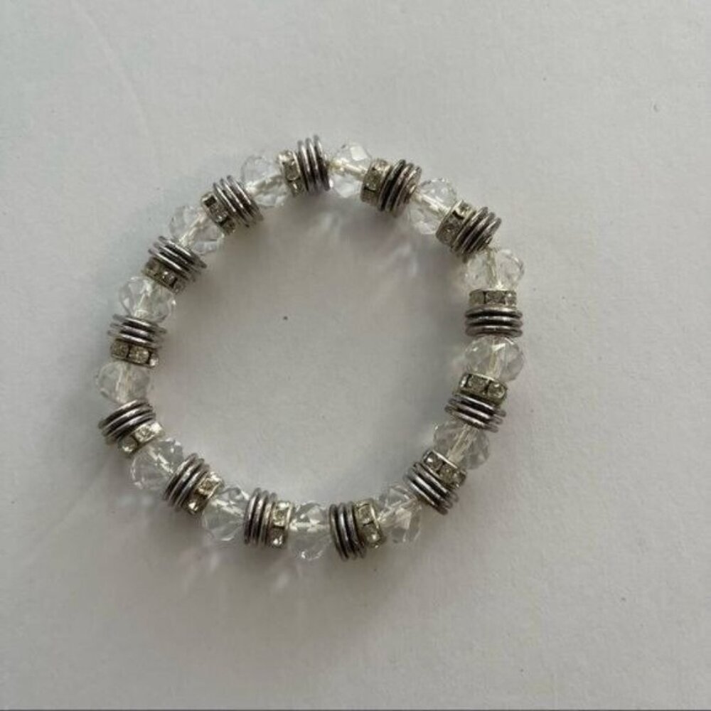Silver Tone Bracelet with Clear Stones